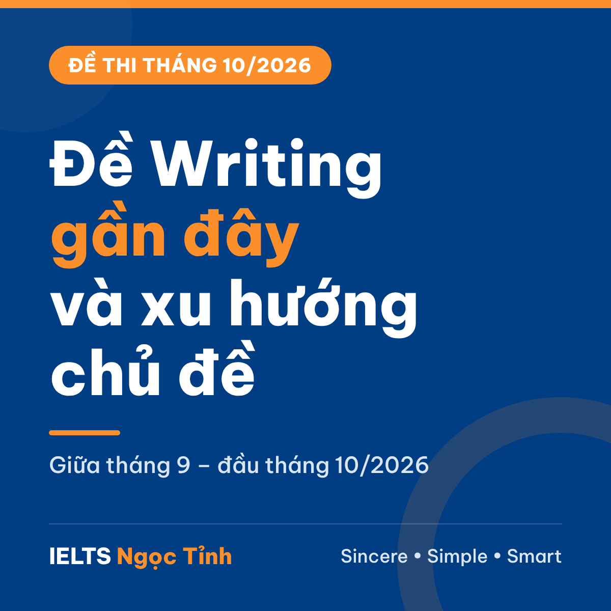 Đề thi IELTS Writing gần đây (giữa tháng 9 – đầu tháng 10/2026): đề đã đối chiếu và xu hướng chủ đề nên luyện